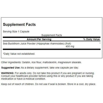 HealthilyYou | Swanson, Full Spectrum® Sea Buckthorn, 60 Capsules Skin Health Herbal Supplement