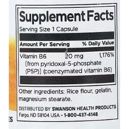 HealthilyYou | Swanson, P-5-P, 20 mg, 40 mg, 60 Capsules Pyridoxal-5-Phosphate Coenzymated VitaminB6
