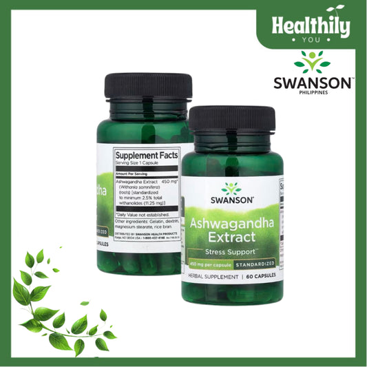 Healthily You | Swanson, Ashwagandha Extract, Standardized, 450 mg, 60 Capsules Stress Support