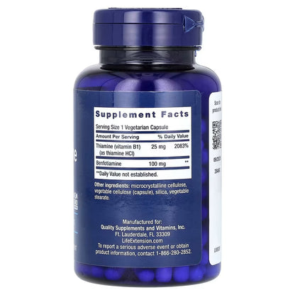 Life Extension, Benfotiamine with Thiamine ( Blood Sugar Support, Cellular & Vascular Protection )