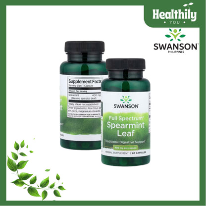 HealthilyYou | Swanson, Full Spectrum® Spearmint Leaf, 400 mg, 60 Capsules  Digestive Support