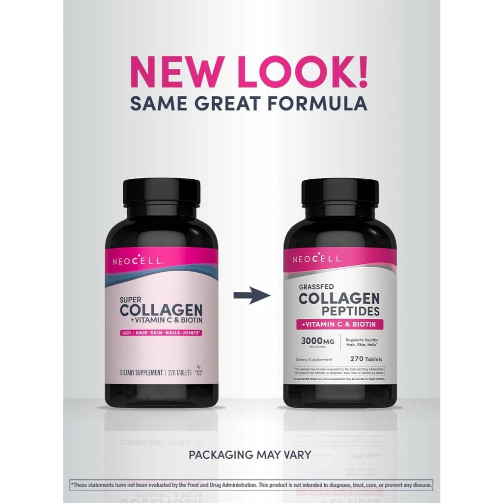 USA Supplements | NeoCell, Grassfed Collagen Peptides + Vitamin C & Biotin ( Supports Healthy Hair )