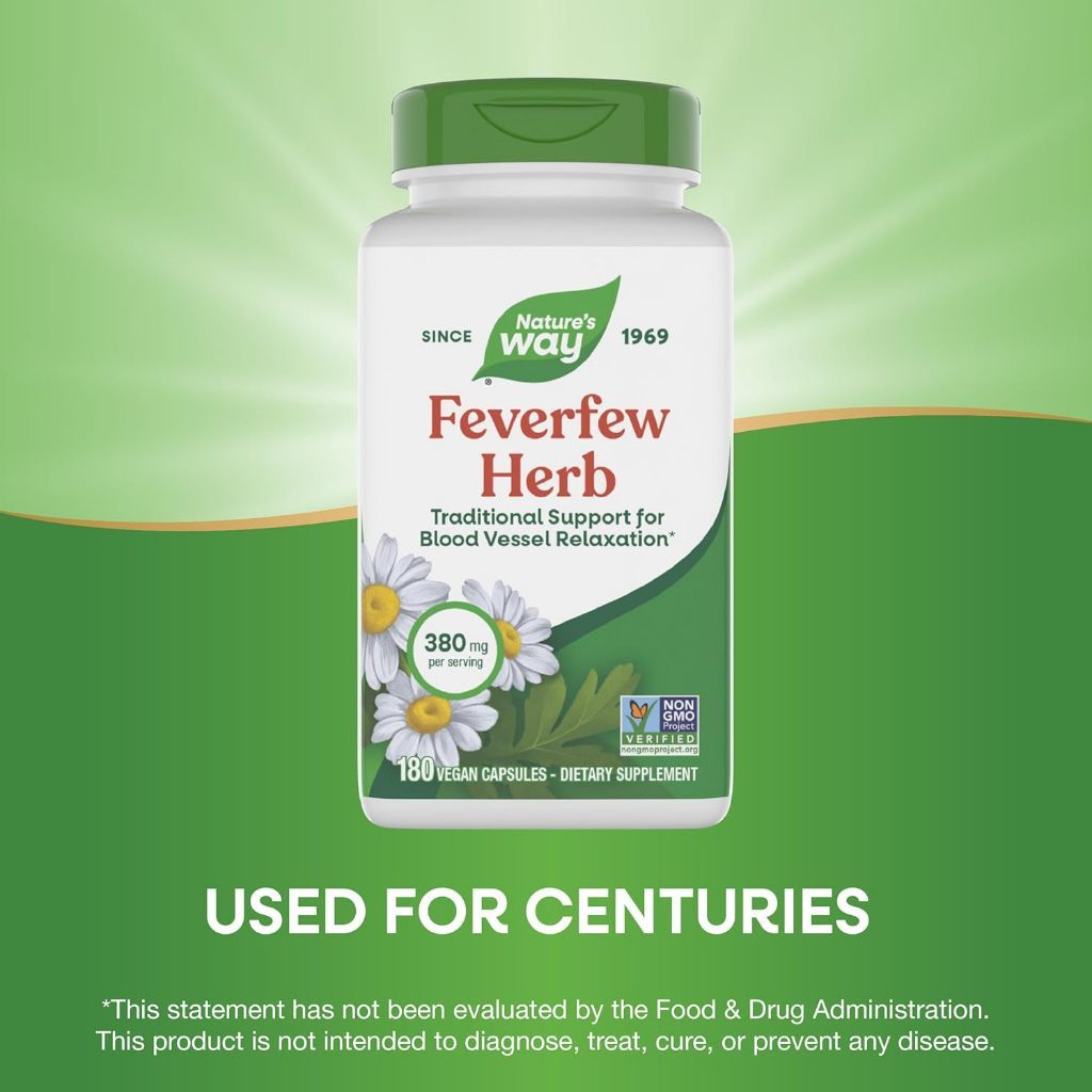 USA Supplements | Nature's Way, Feverfew Herb, 100 Vegan Capsules ( Supports Headache Relief )