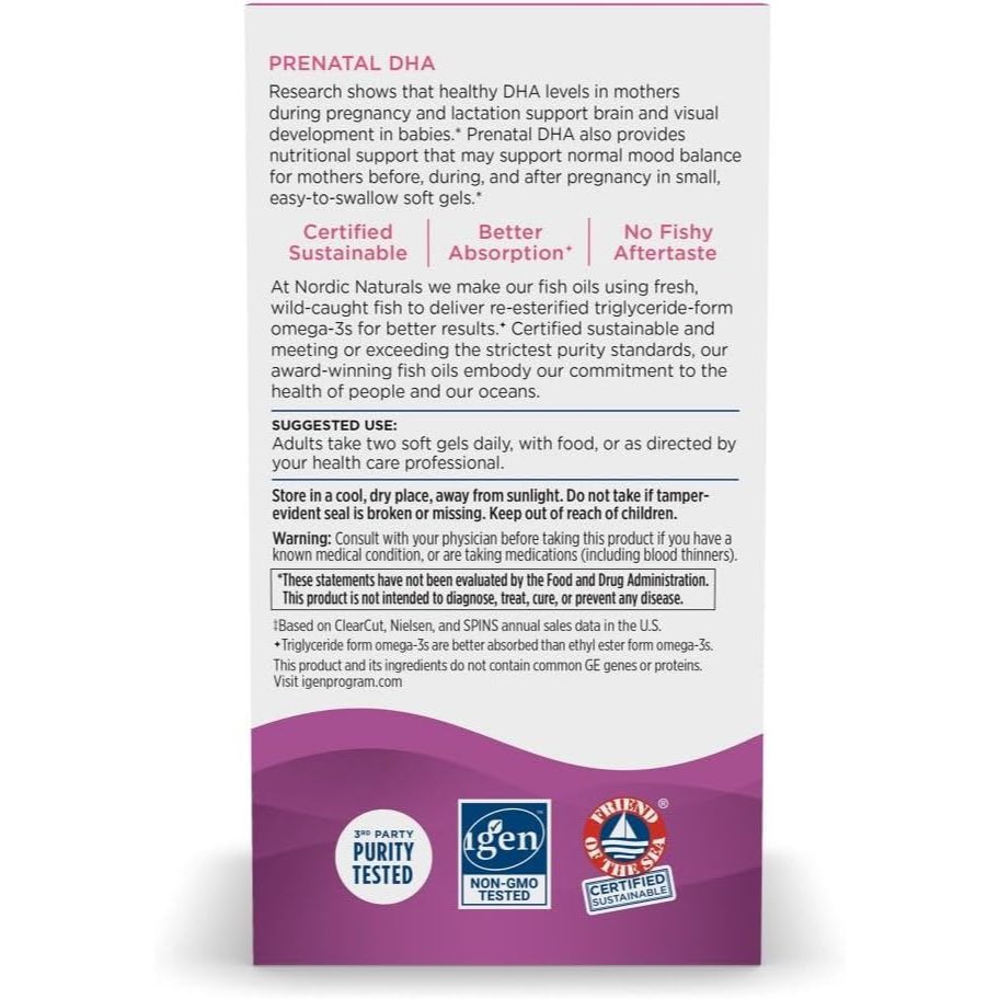USA Supplements | Nordic Naturals, Prenatal DHA, 90 Soft Gels ( Baby’s Brain Development )