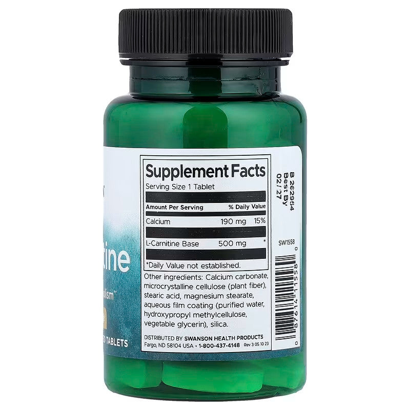 USA Supplements | Swanson, L-Carnitine, 30 Tablets ( Energy & Fat Metabolism Support )