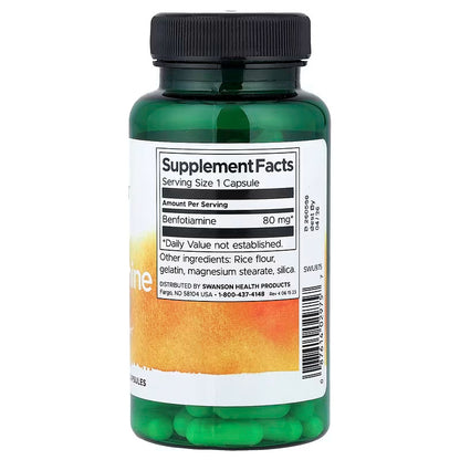 USA Supplements | Swanson, Benfotiamine, 80 mg, 120 Capsules ( Blood Sugar Support )