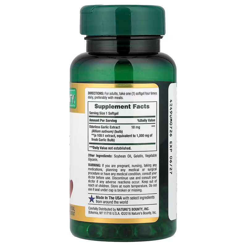 USA Supplements | Nature's Bounty, Garlic Extract ( Heart Health )