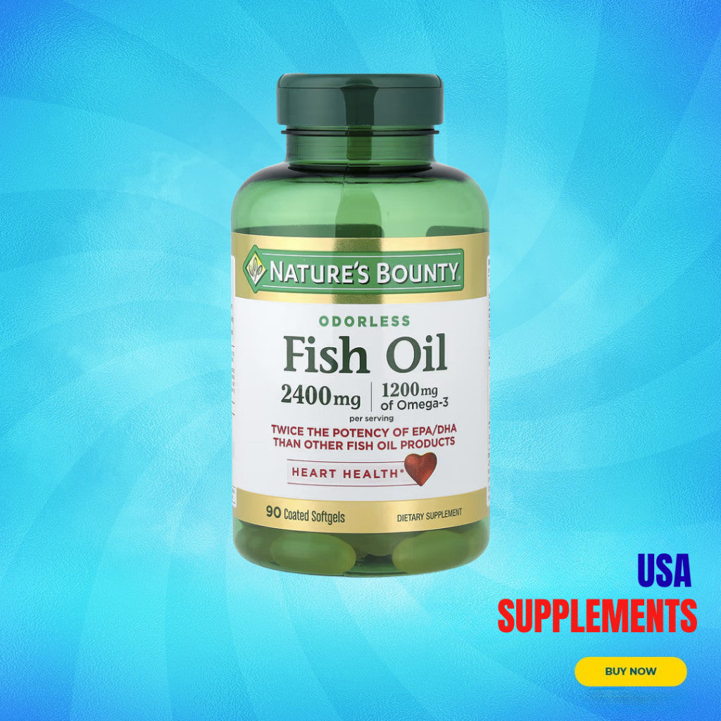 USA Supplements | Nature's Bounty, Odorless Fish Oil, 2,400 mg, 90 Coated Softgels ( Heart Health )
