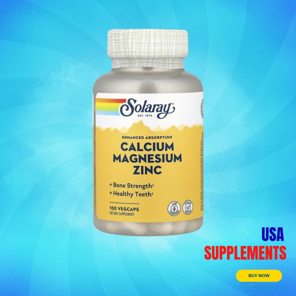 USA Supplements | Solaray, Calcium Magnesium Zinc, 100 VegCaps ( Bone and Teeth Health )