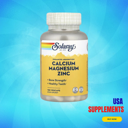 USA Supplements | Solaray, Calcium Magnesium Zinc, 100 VegCaps ( Bone and Teeth Health )
