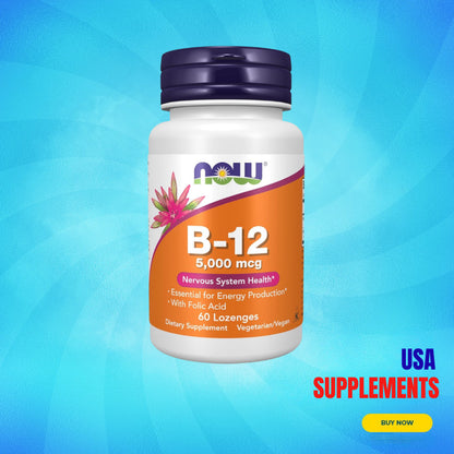 USA Supplements | NOW Foods, B-12, 5,000 mcg, 60 Loz ( Nervous System Health )