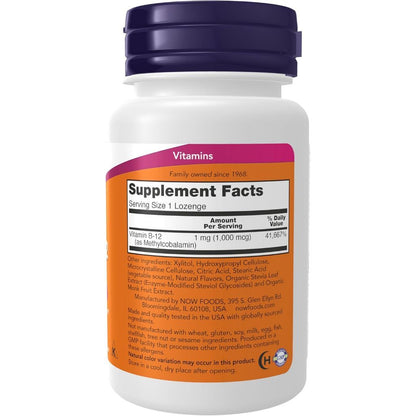 USA Supplements | NOW Foods, Methyl B-12, 1,000 mcg, 100 Lozenges ( Nervous System Health )