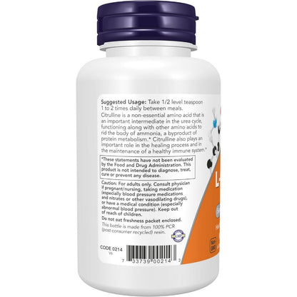 USA Supplements | NOW Foods, L-Citrulline, Pure Powder ( Supports Protein Metabolism )