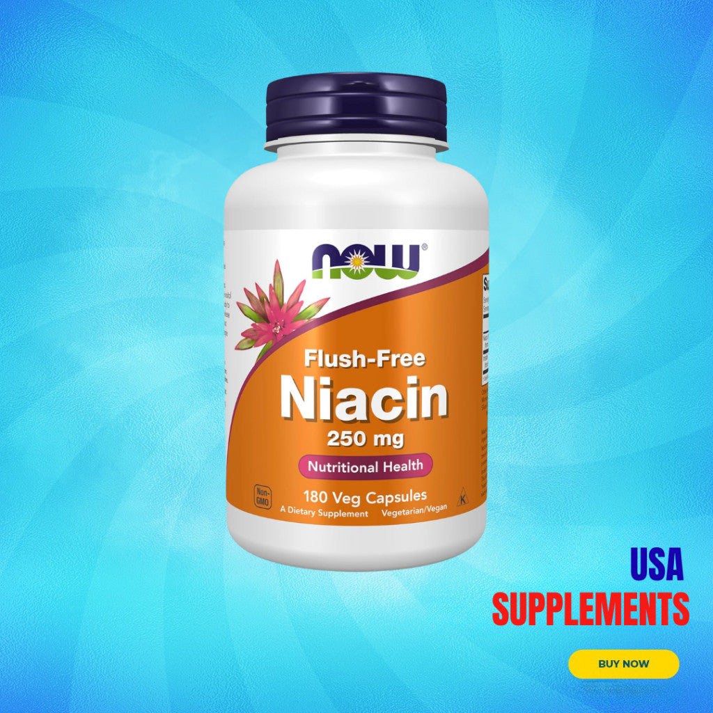 USA Supplements | NOW Foods, Flush-Free Niacin, 250 mg, 180 Veg Capsules ( Supports Energy )