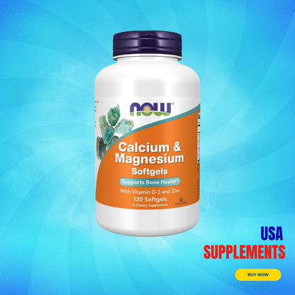 USA Supplements | NOW Foods, Calcium & Magnesium, 120 Softgels ( Supports Bone Health )