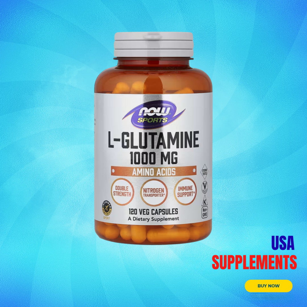 USA Supplements | NOW Foods, Sports, L-Glutamine, 1,000 mg, 120 Veg Capsules ( Amino Acids )