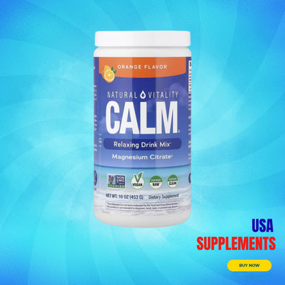 USA Supplements | Natural Vitality, CALM, Orange, 16 oz ( Relaxing Drink Mix )