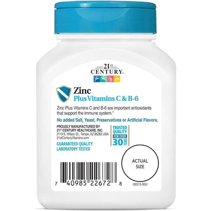 USA Supplements | 21st Century, Zinc Plus Vitamins C & B-6 ( Antioxidant & Immune Support )