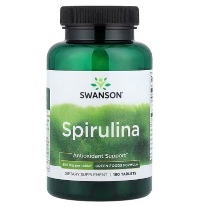 HealthilyYou | Swanson, Spirulina, 500 mg, 180 Tablets Antioxidant Support Green Foods Formula