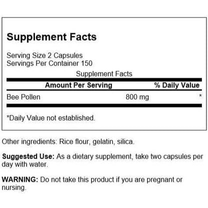 HealthilyYou | Swanson, Bee Pollen, 400 mg, Capsules Energy and Immune Support