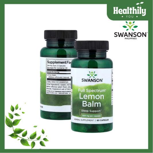 HealthilyYou | Swanson, Full Spectrum®, Lemon Balm, 500 mg, 60 Capsules Enhances Mind and Body Relax