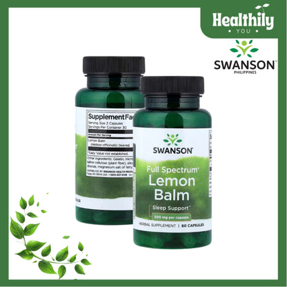 HealthilyYou | Swanson, Full Spectrum®, Lemon Balm, 500 mg, 60 Capsules Enhances Mind and Body Relax
