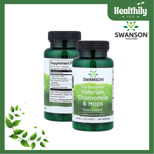 HealthilyYou | Swanson, Full Spectrum® Valerian, Chamomile & Hops 60Caps Promotes Healthy Relaxation
