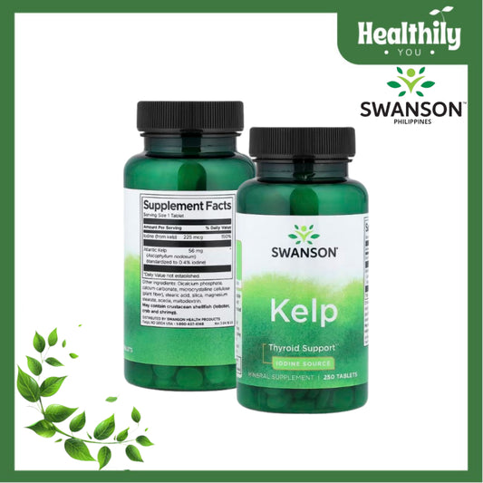 HealthilyYou | Swanson, Kelp, 250 Tablets Thyroid Support Iodine Source, Mineral Supplement