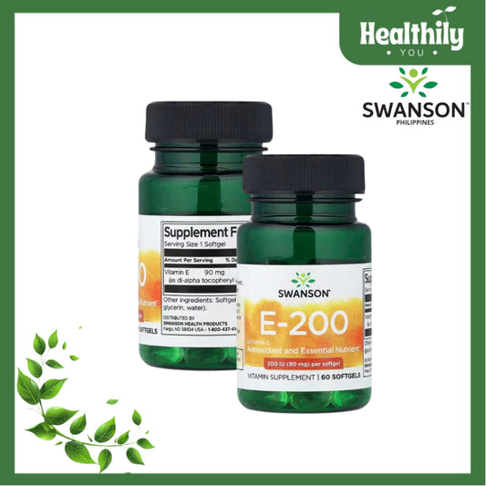HealthilyYou | Swanson, Vitamin E-200, 90 mg (200 IU), 60 Softgels Antioxidant & Essential Nutrients
