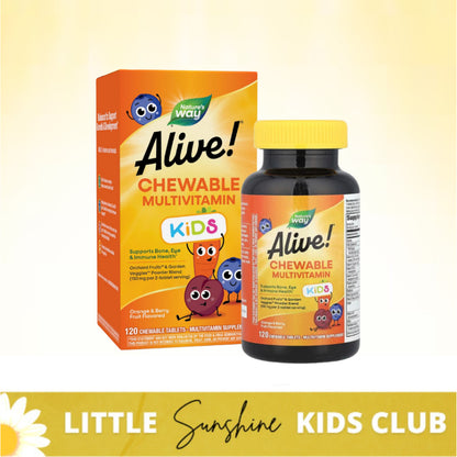 LittleSunshine | Nature's Way, Alive!® Kids, Chewable Multivitamin, Ages 2+, Orange & Berry Fruit,