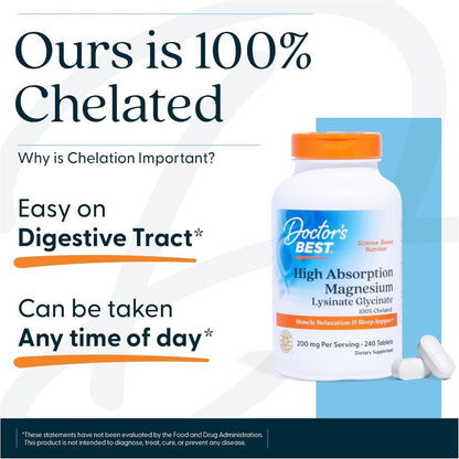 USA Supplements | Doctor's Best, High Absorption Magnesium Lysinate Glycinate ( Sleep Support )
