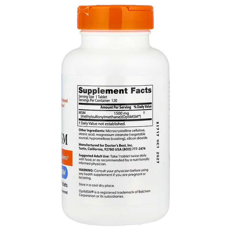 USA Supplements | Doctor's Best, MSM w/ OptiMSM®, 1,500 mg, 120 Tablets ( Joint Comfort & Mobility )