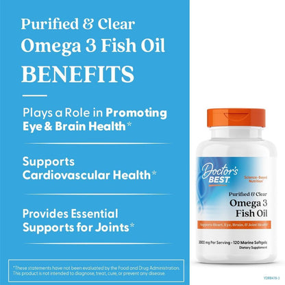 USA Supplements | Doctor's Best, Purified & Clear Omega 3 Fish Oil ( Heart & Brain Support )