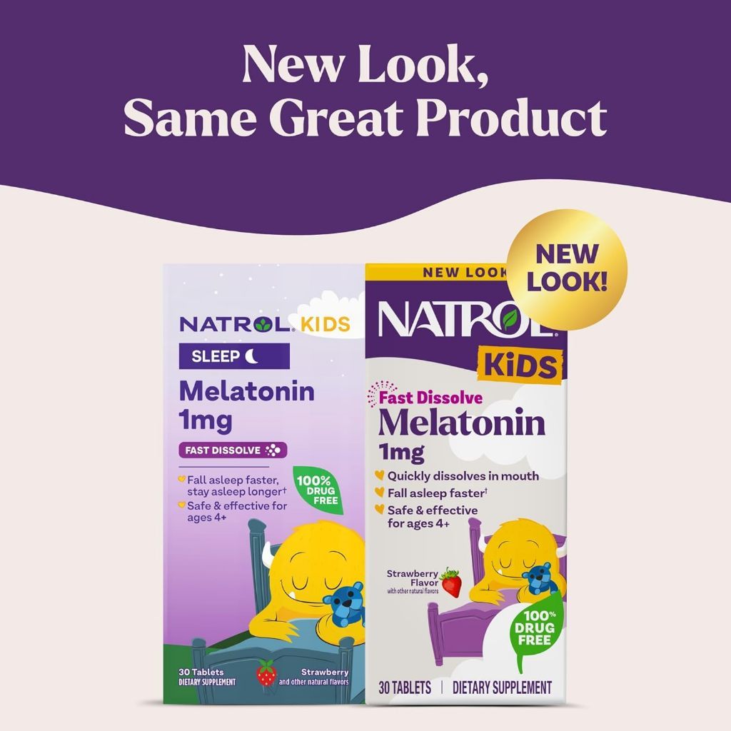 USA Supplements | Natrol, Kids, Melatonin, Ages 4+, Strawberry, 30 Tablets ( Fall Asleep Fast )