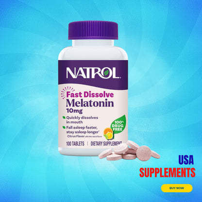 USA Supplements | Natrol, Melatonin, Fast Dissolve, 10 mg ( Fall Asleep Faster, Stay Asleep Longer )