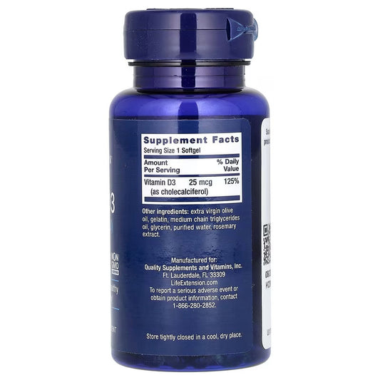 USA Supplements | Life Extension, Vitamin D3, 25 mcg, 250 Softgels ( Supports Bone Health )