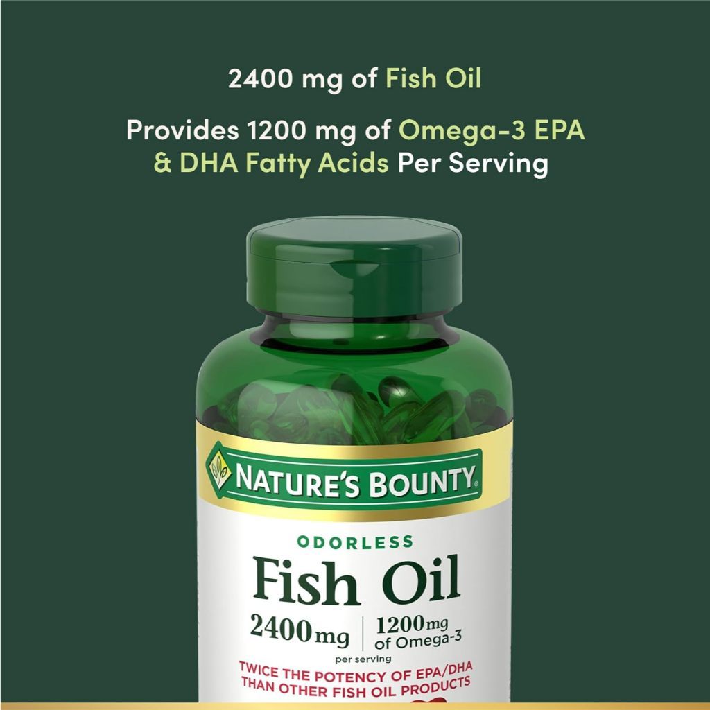 USA Supplements | Nature's Bounty, Odorless Fish Oil, 2,400 mg, 90 Coated Softgels ( Heart Health )