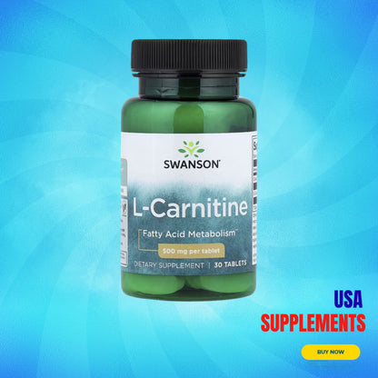 USA Supplements | Swanson, L-Carnitine, 30 Tablets ( Energy & Fat Metabolism Support )