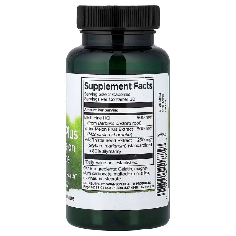 USA Supplements | Swanson, Berberine Plus with Bitter Melon & Milk Thistle ( Cardiovascular Health )