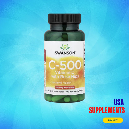 USA Supplements | Swanson, C-500, Vitamin C With Rose Hips, 100 Vegan Capsules ( Immune Health )