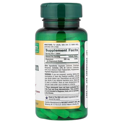 USA Supplements | Nature's Bounty, Magnesium, 100 Coated Tablets ( Supports Muscle Relaxation )