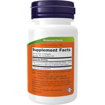 USA Supplements | NOW Foods, Garlic Oil, 1,500 mg, 100 Softgels ( Cardiovascular Health )