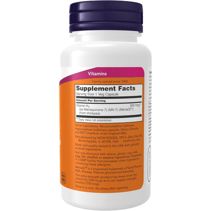 USA Supplements | NOW Foods, MK-7, Vitamin K-2, 300 mcg, 120 Veg Capsules ( Supports Bone Health )