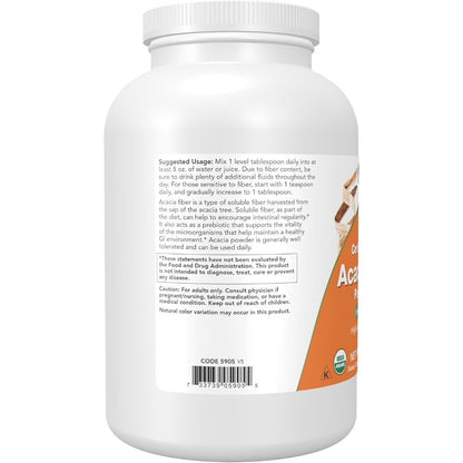 USA Supplements | NOW Foods, Certified Organic Acacia Fiber Pure Powder ( Intestinal Health )
