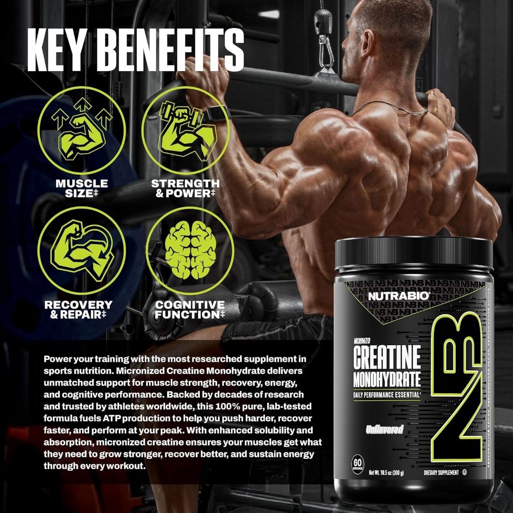 USA Supplements | NutraBio, Micronized Creatine Monohydrate, 10.6 oz ( Muscle Strength )