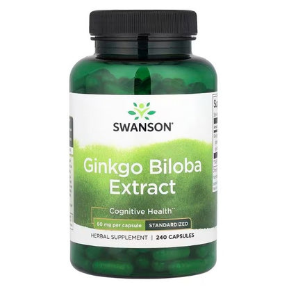 HealthilyYou | Swanson, Ginkgo Biloba Extract, 60 mg, Capsules, Cognitive Health Herbal Supplement