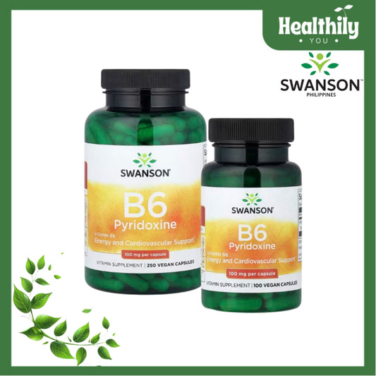HealthilyYou | Swanson, Vitamin B6 Pyridoxine, 100 mg, Vegan Capsules Energy & Cardiovascular Health