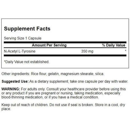Healthily You | Swanson, N-Acetyl L-Tyrosine, 350 mg, 60 Capsules Brain and Nervous System Health