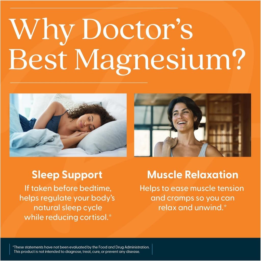 USA Supplements | Doctor's Best, High Absorption Magnesium Lysinate Glycinate ( Sleep Support )