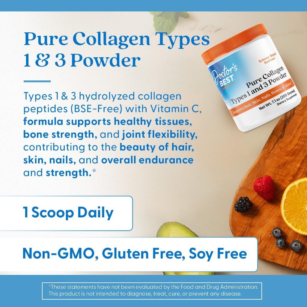 USA Supplements | Doctor's Best, Pure Collagen Types 1 and 3 Powder ( Bone Strength )